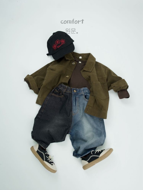 胖胖虎▪︎不同顏色拼接 直筒牛仔褲