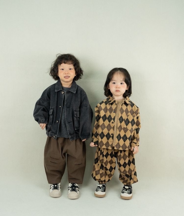 胖胖虎▪︎燈芯絨 菱格紋襯衫`2色